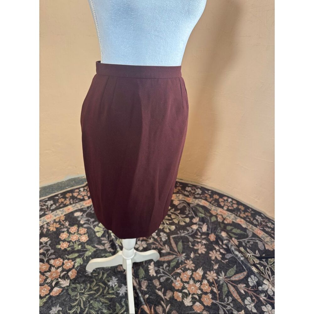 Lagerfeld Burgundy Pencil Skirt | Back Zip | Made in France | Size 38